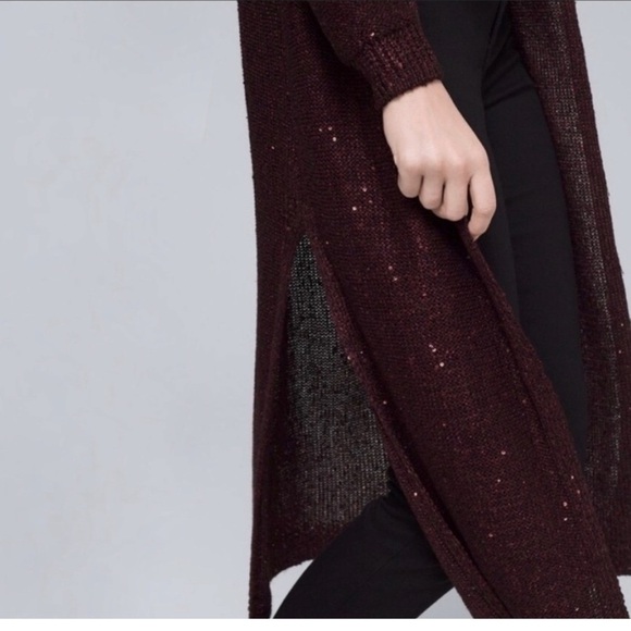 NWT WHBM Burgundy Long Cardigan Whimsigoth Vamp Dark Romance Knit Duster Sweater - Picture 3 of 8
